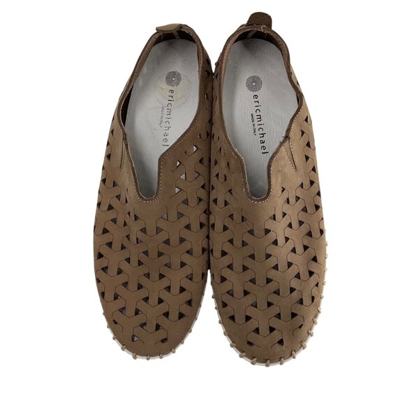 Eric Michael Womens Inez Leather Slip-On Shoes Safari Tan/Beige Perforated Size - Picture 7 of 8
